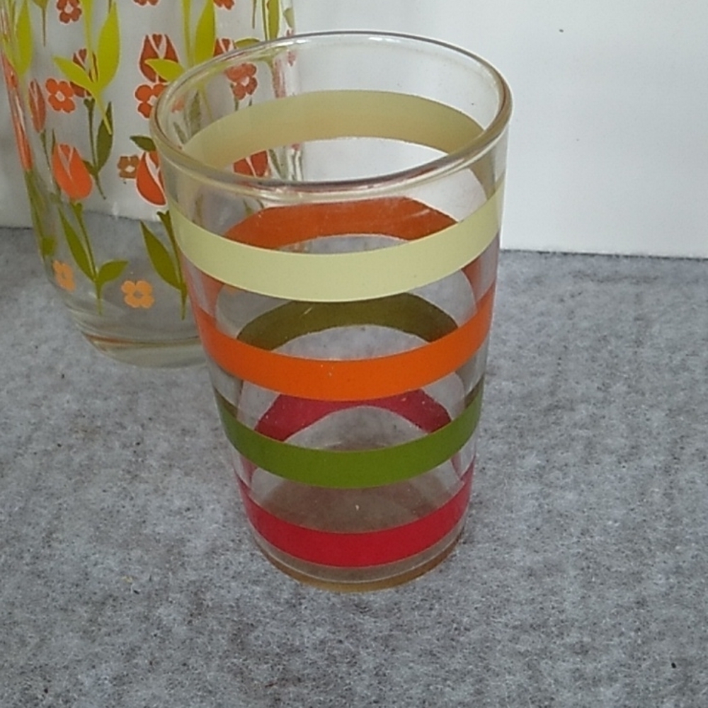 Vintage 1960s 1970s juice tea glasses farmhouse shabby chic boho - Picture 5 of 7